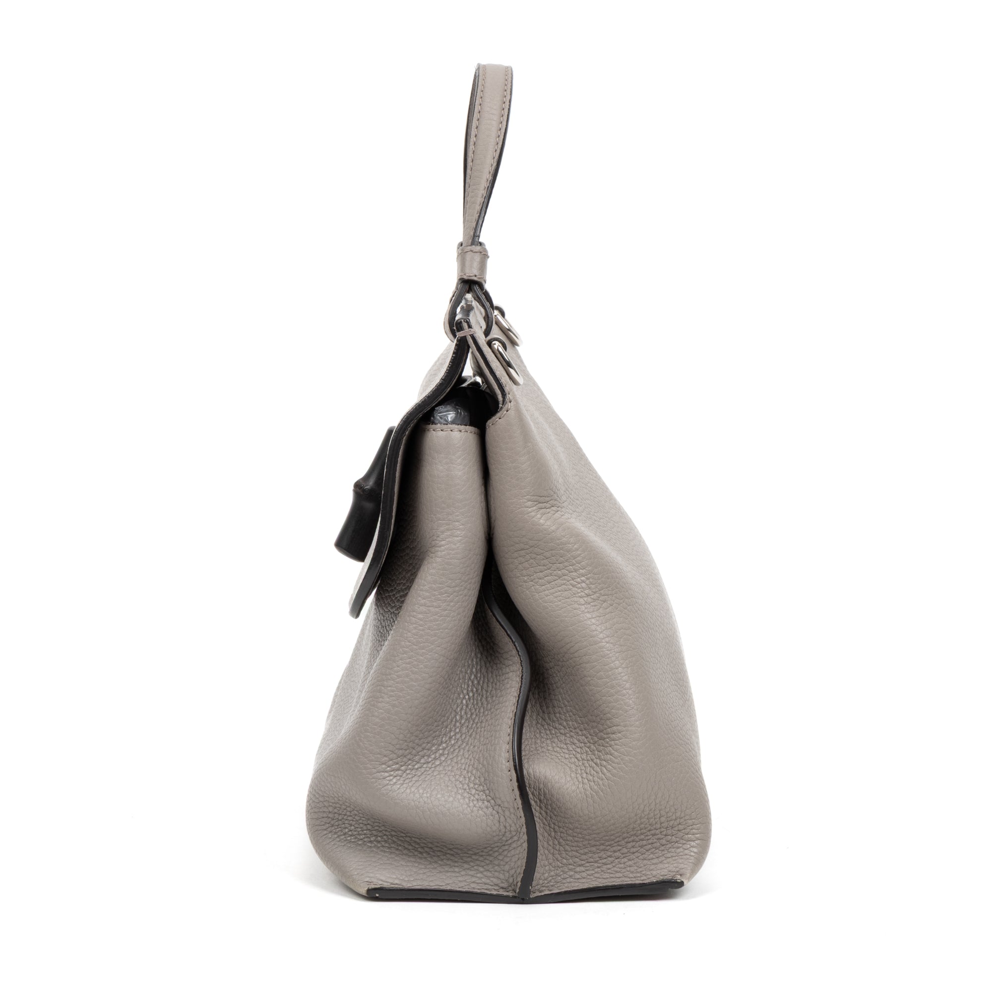 Shoulder Bag Bamboo Daily Bag Gray Calfskin Leather