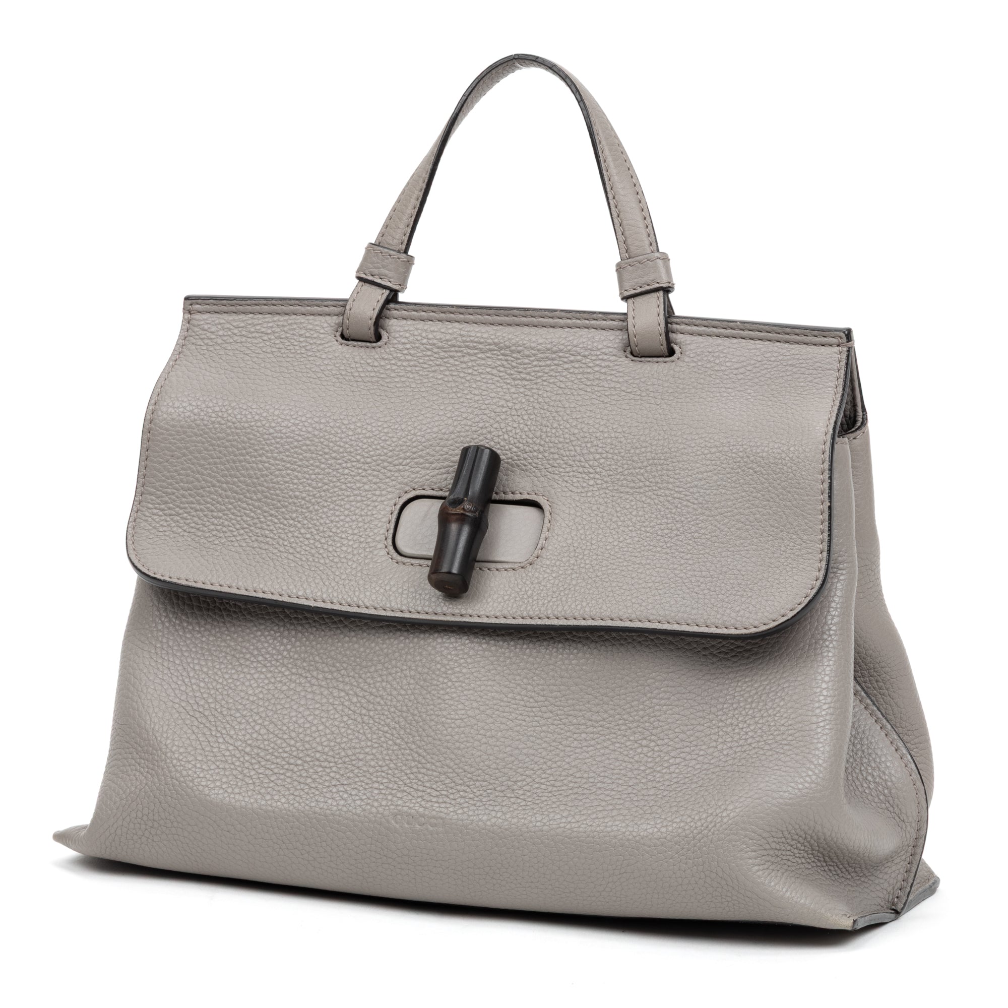 Shoulder Bag Bamboo Daily Bag Gray Calfskin Leather