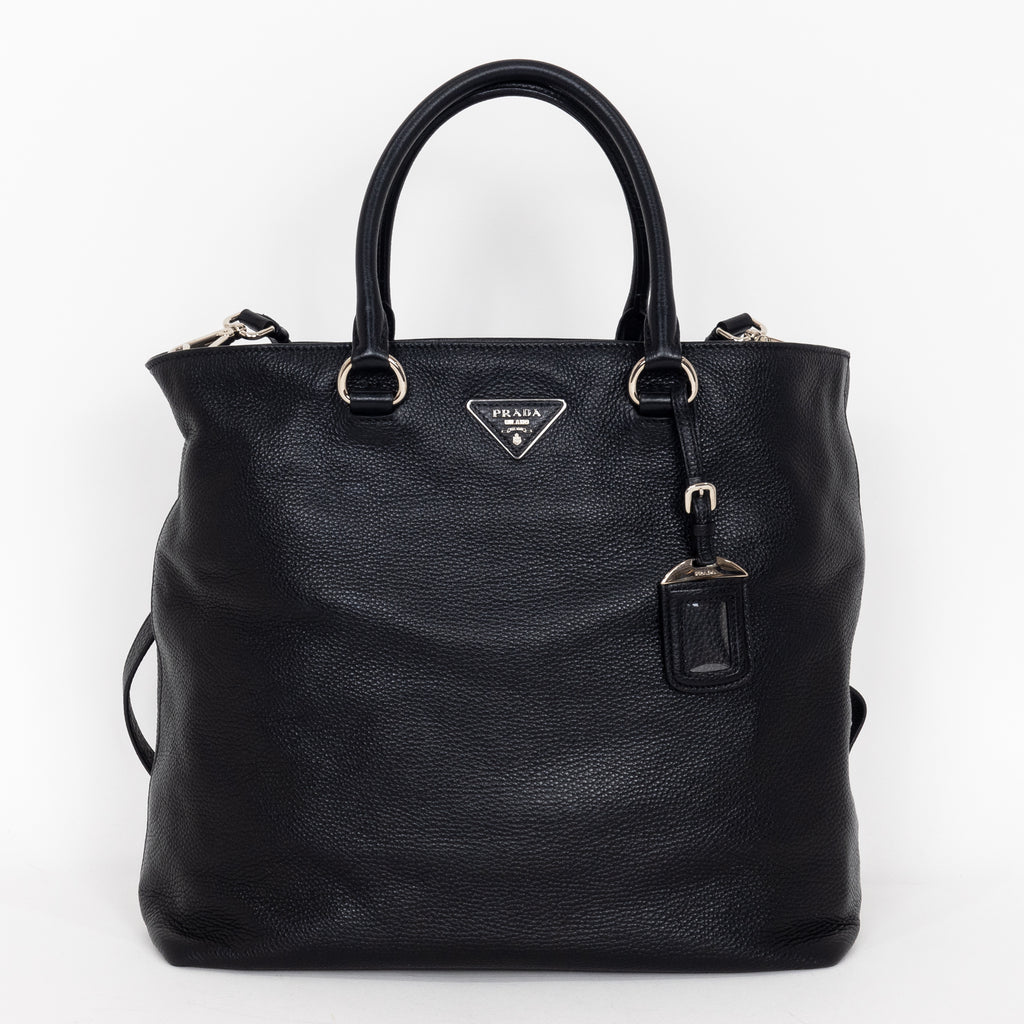 Shoulder Bag Classic Medium Shopping Tote Black Calfskin Leather