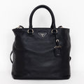 Shoulder Bag Classic Medium Shopping Tote Black Calfskin Leather