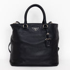 Shoulder Bag Classic Medium Shopping Tote Black Calfskin Leather