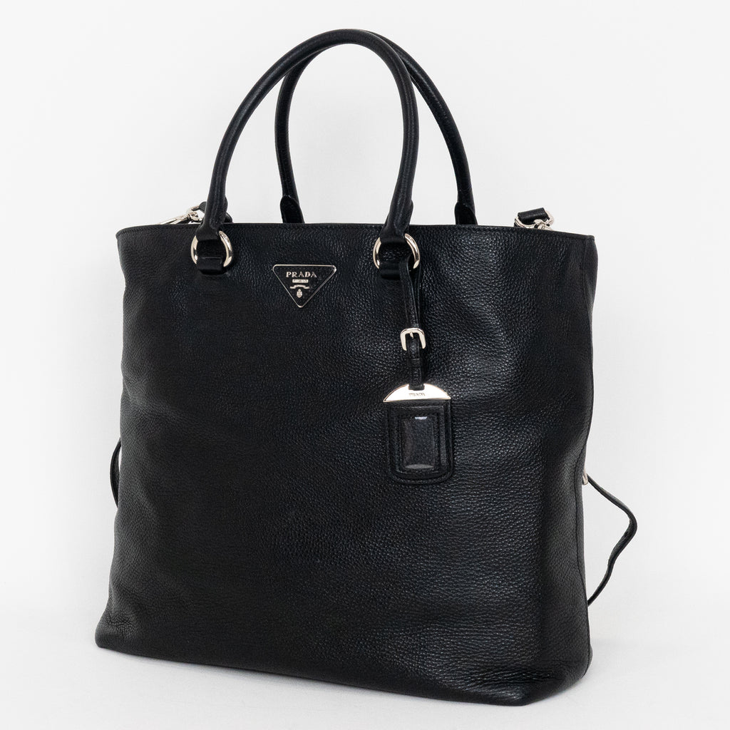 Shoulder Bag Classic Medium Shopping Tote Black Calfskin Leather
