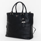 Shoulder Bag Classic Medium Shopping Tote Black Calfskin Leather