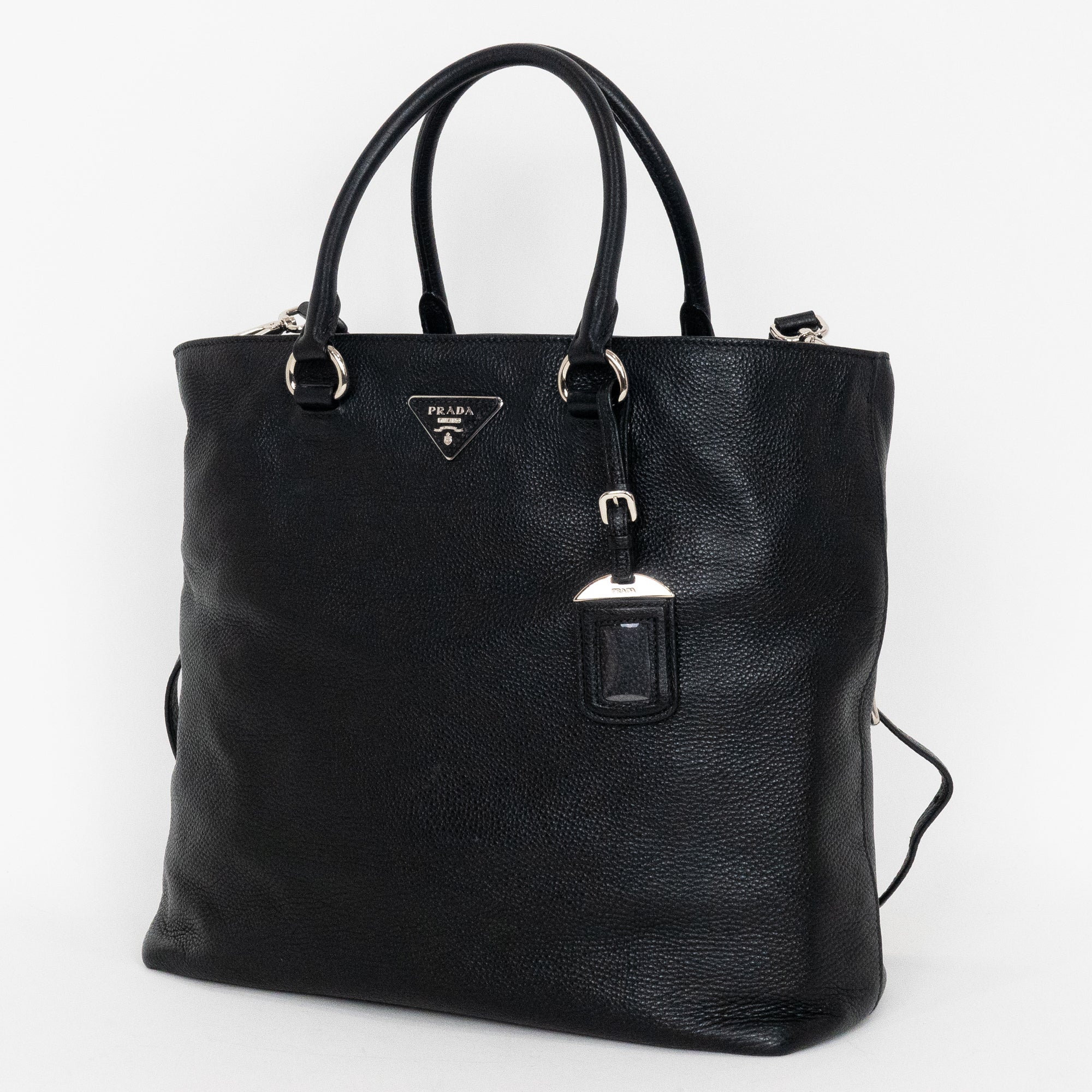Shoulder Bag Classic Medium Shopping Tote Black Calfskin Leather
