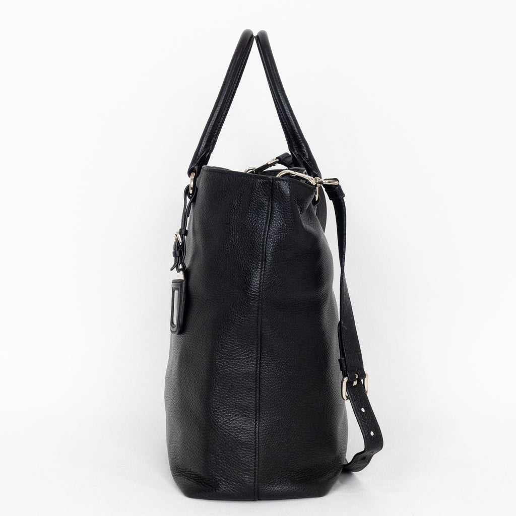Shoulder Bag Classic Medium Shopping Tote Black Calfskin Leather