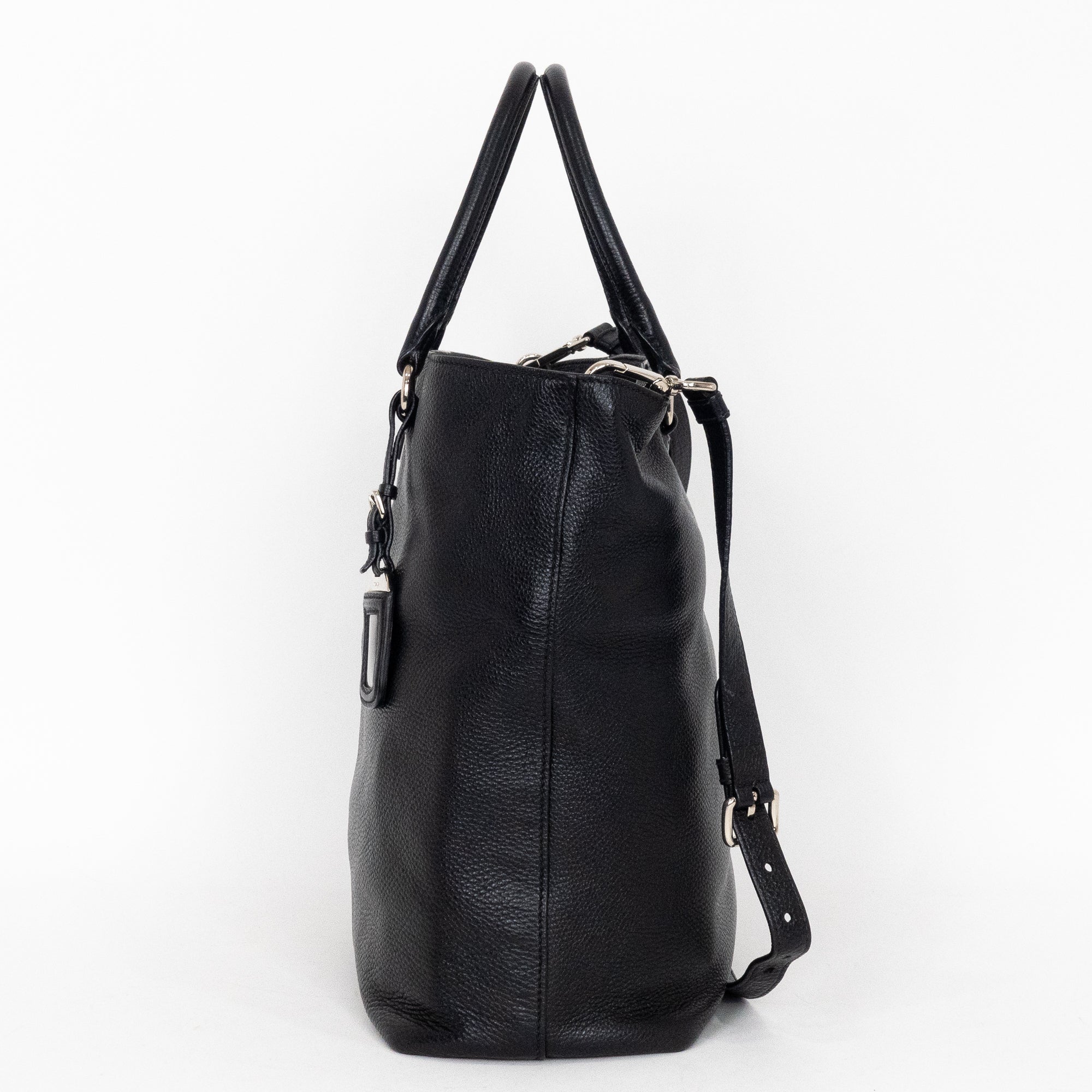 Shoulder Bag Classic Medium Shopping Tote Black Calfskin Leather