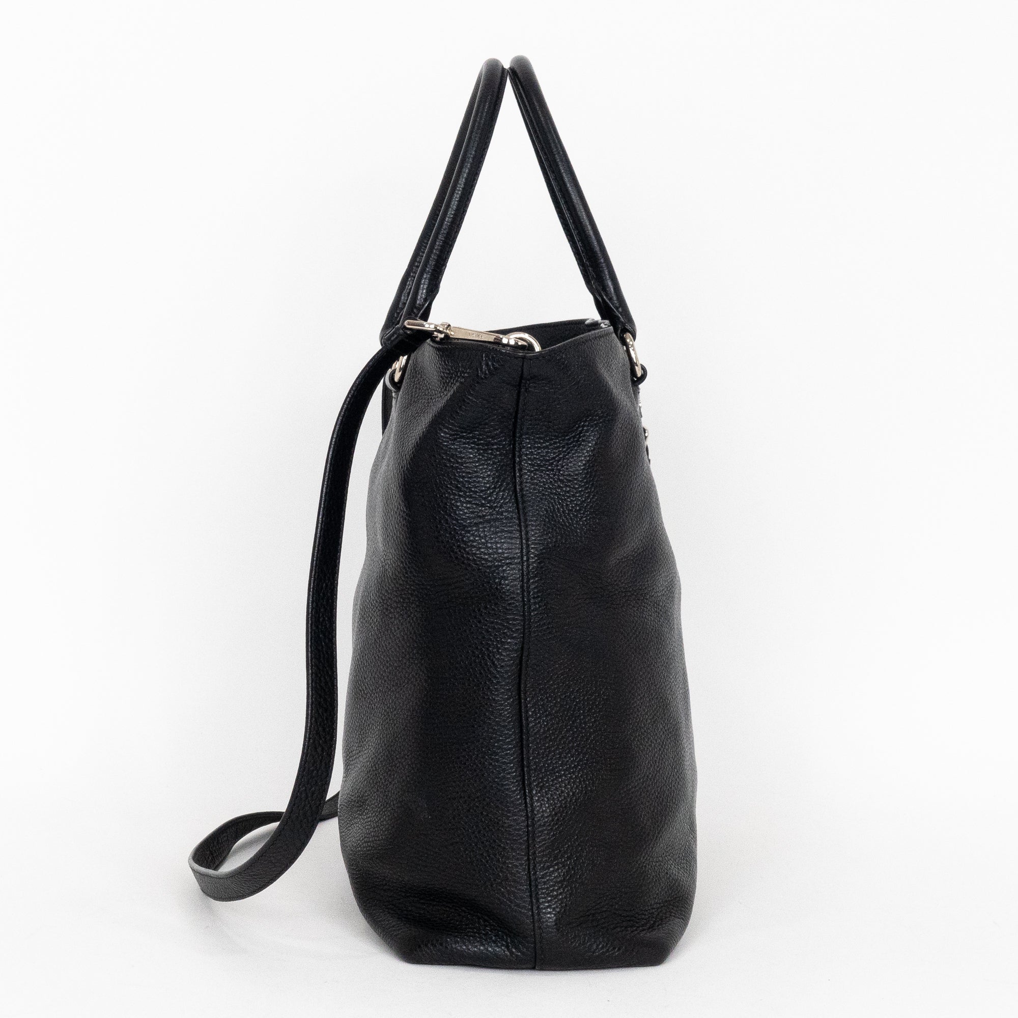 Shoulder Bag Classic Medium Shopping Tote Black Calfskin Leather