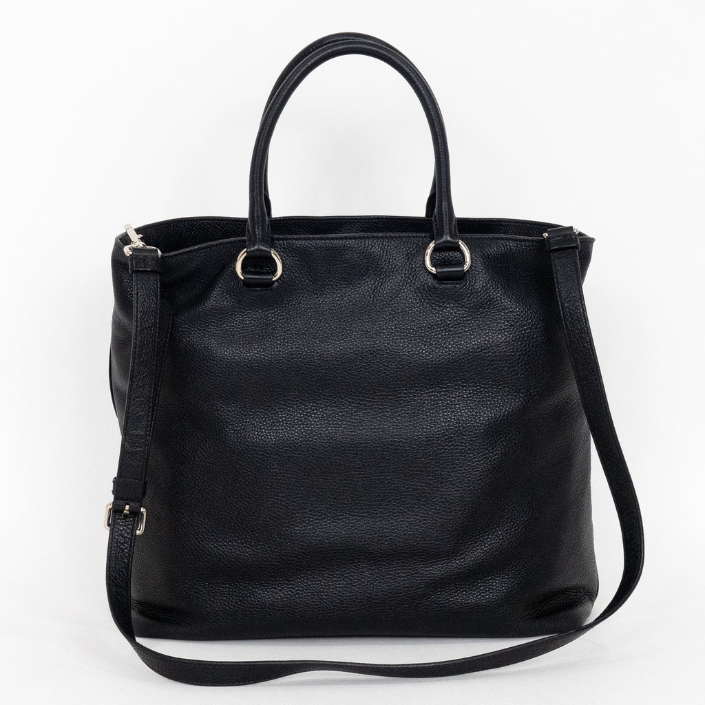 Shoulder Bag Classic Medium Shopping Tote Black Calfskin Leather