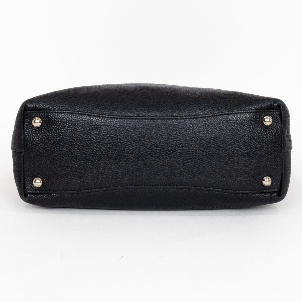 Shoulder Bag Classic Medium Shopping Tote Black Calfskin Leather