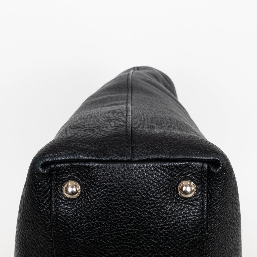 Shoulder Bag Classic Medium Shopping Tote Black Calfskin Leather