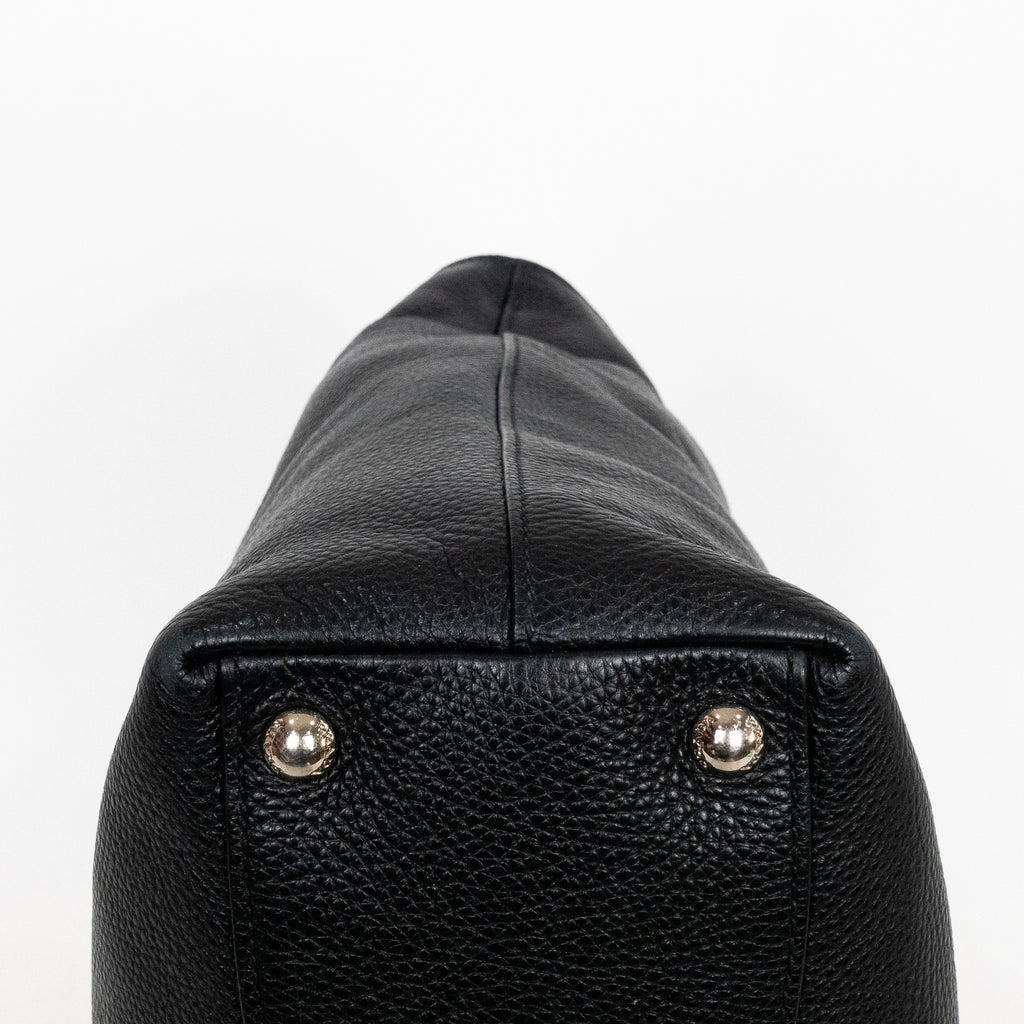 Shoulder Bag Classic Medium Shopping Tote Black Calfskin Leather
