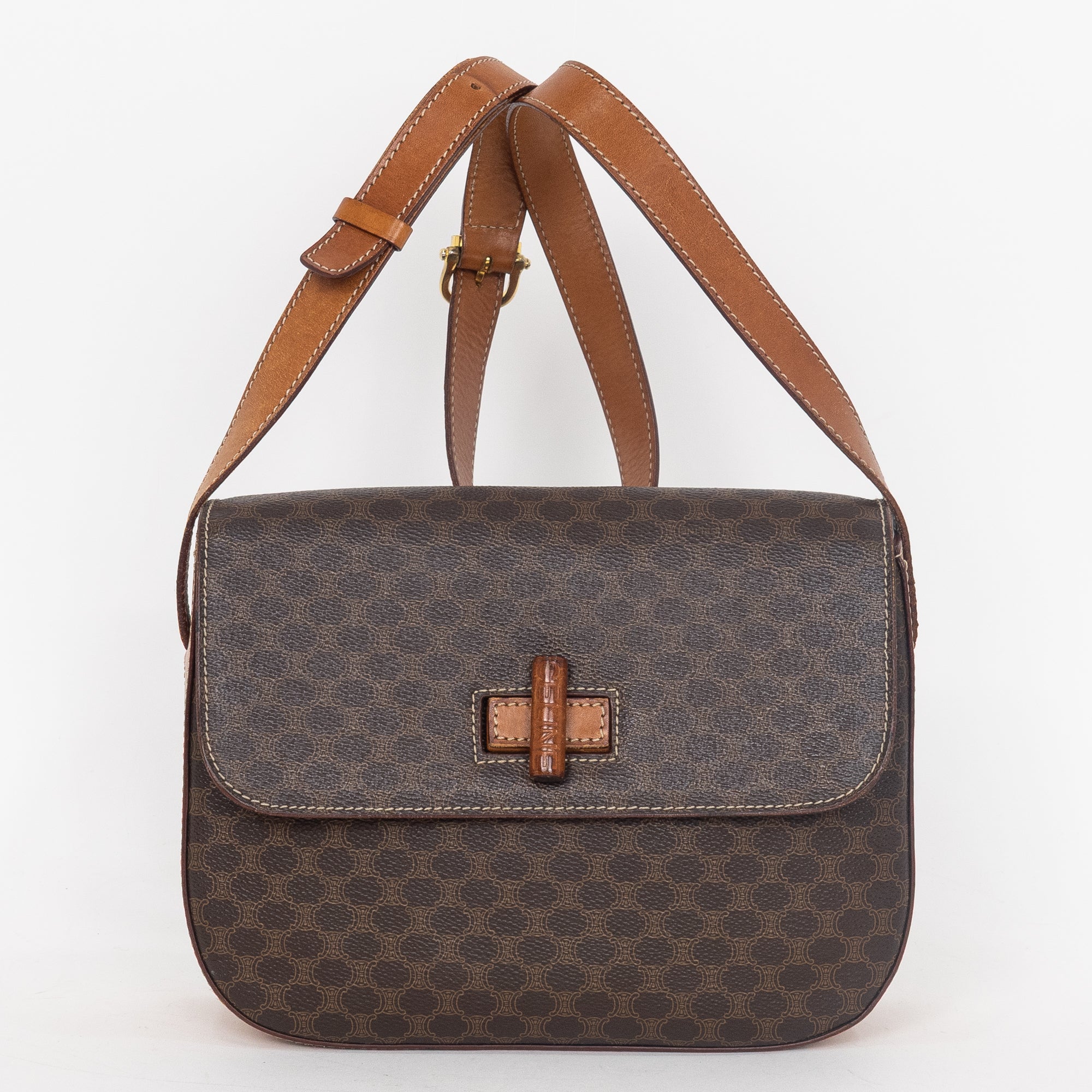 Shoulder Bag Vintage Messenger Brown Macadam Coated Canvas