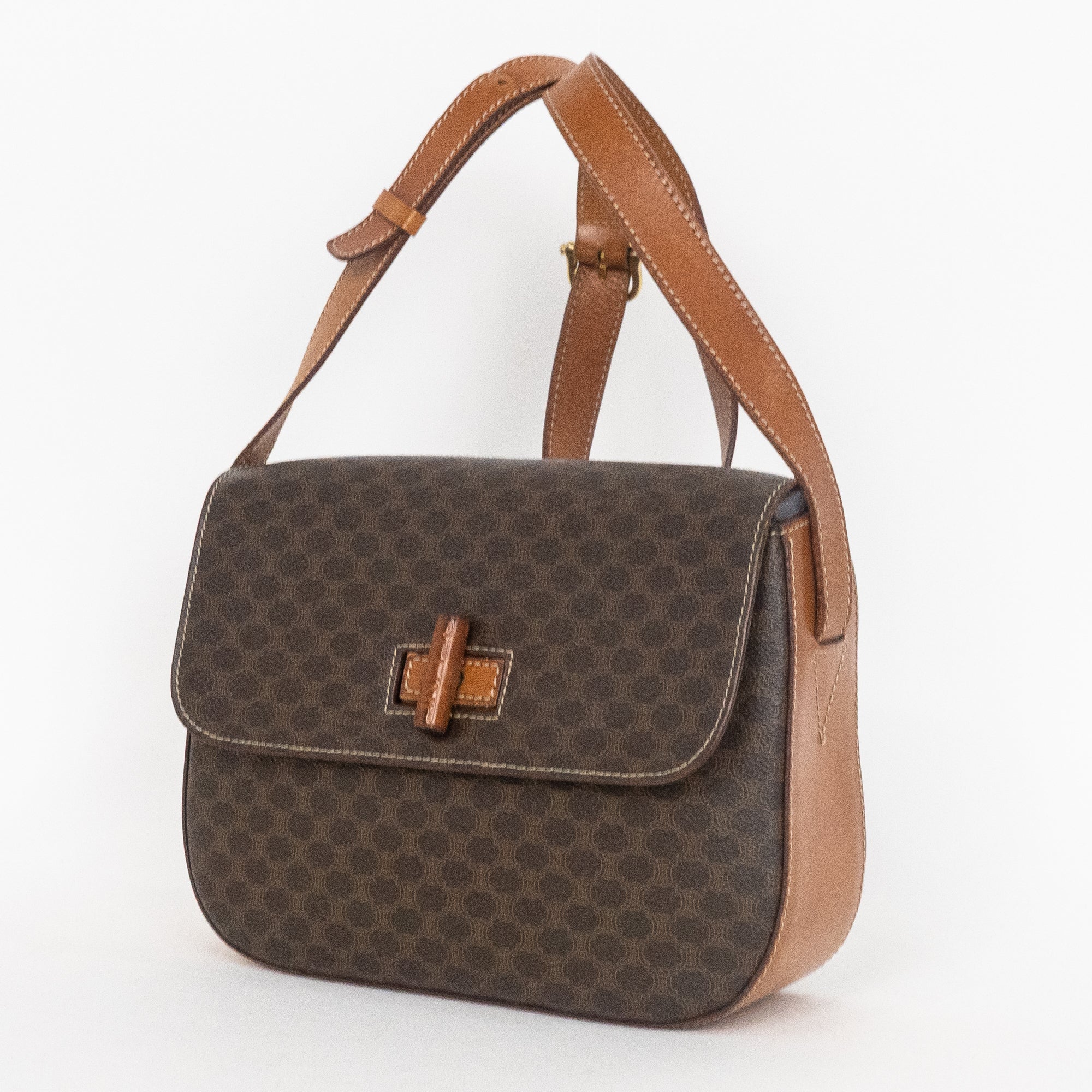 Shoulder Bag Vintage Messenger Brown Macadam Coated Canvas