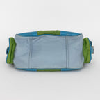 Shoulder Bag Two Pockets Tote Green Nylon Canvas