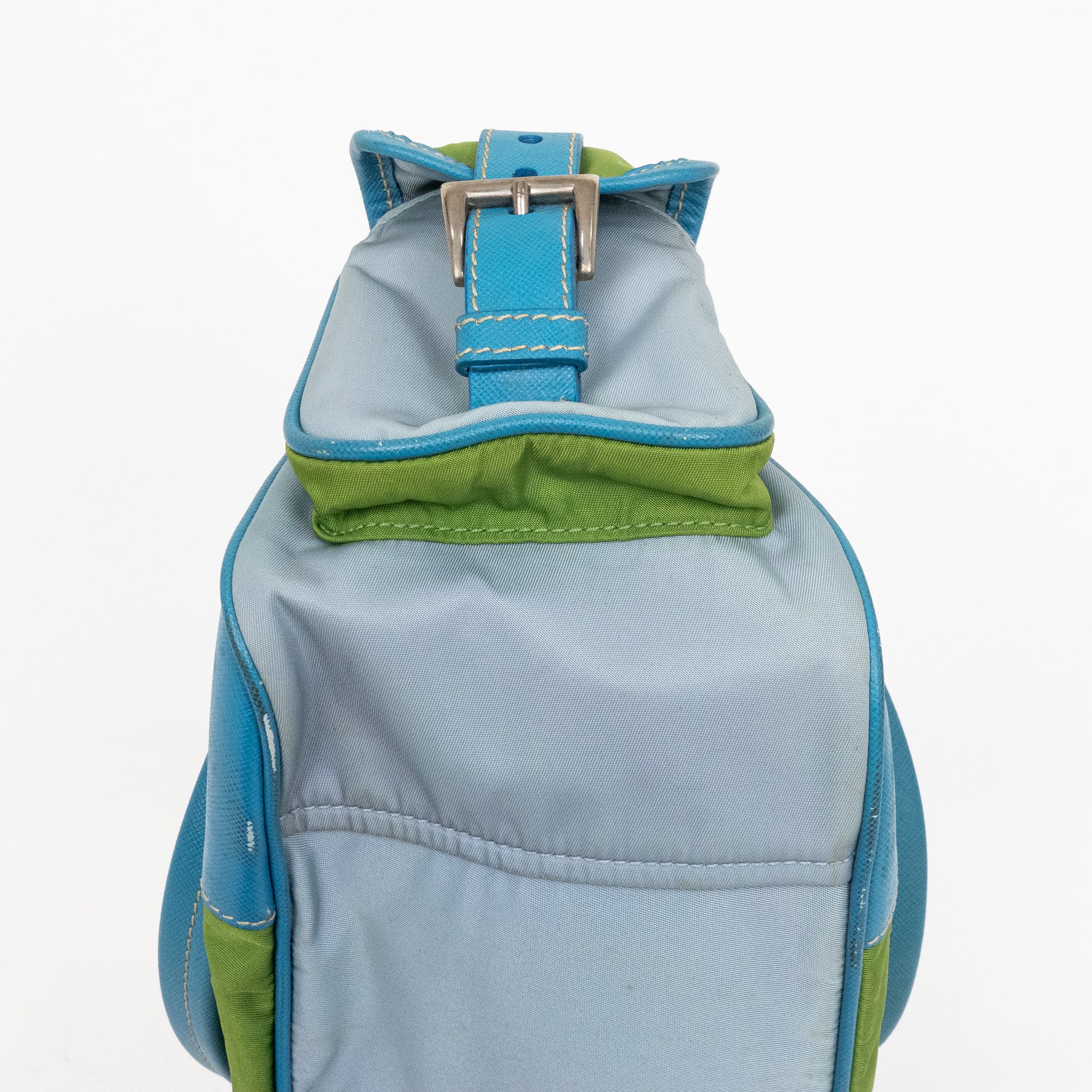 Shoulder Bag Two Pockets Tote Green Nylon Canvas