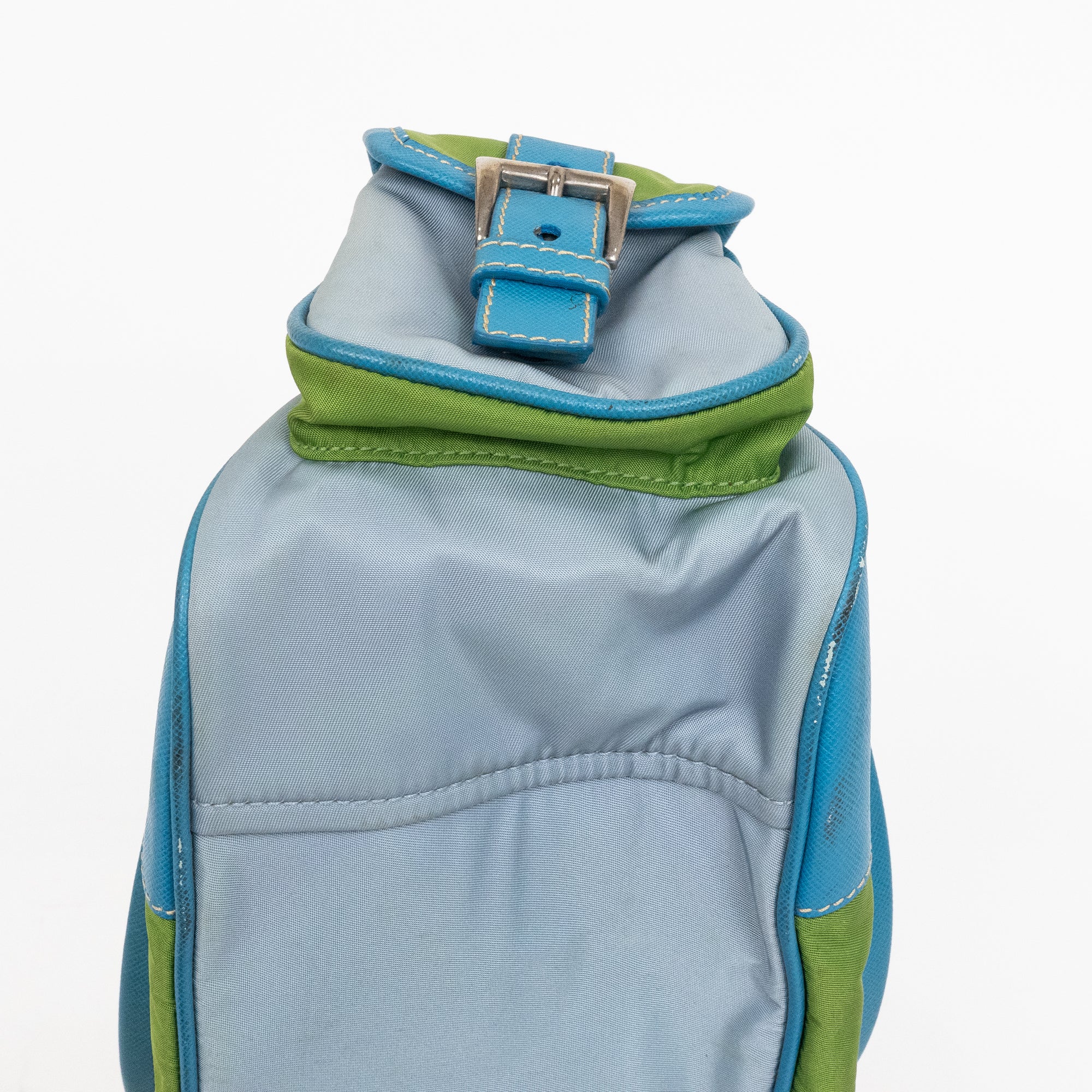 Shoulder Bag Two Pockets Tote Green Nylon Canvas