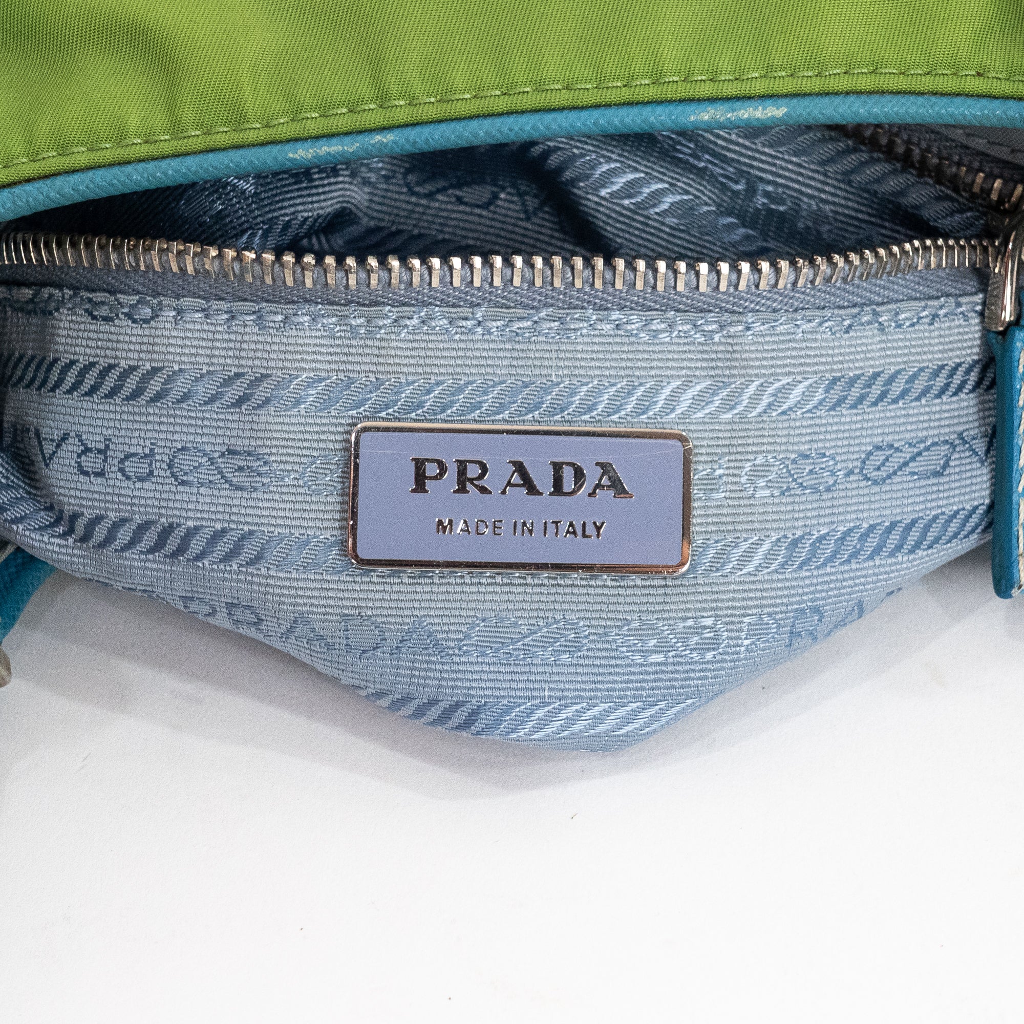 Shoulder Bag Two Pockets Tote Green Nylon Canvas