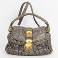 Shoulder Bag Coffer Bag Green Nappa Gaufre Leather