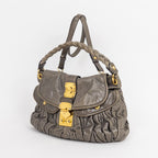 Shoulder Bag Coffer Bag Green Nappa Gaufre Leather