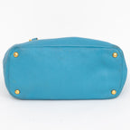 Shoulder Bag Side Pocket Tote Blue Calfskin Leather