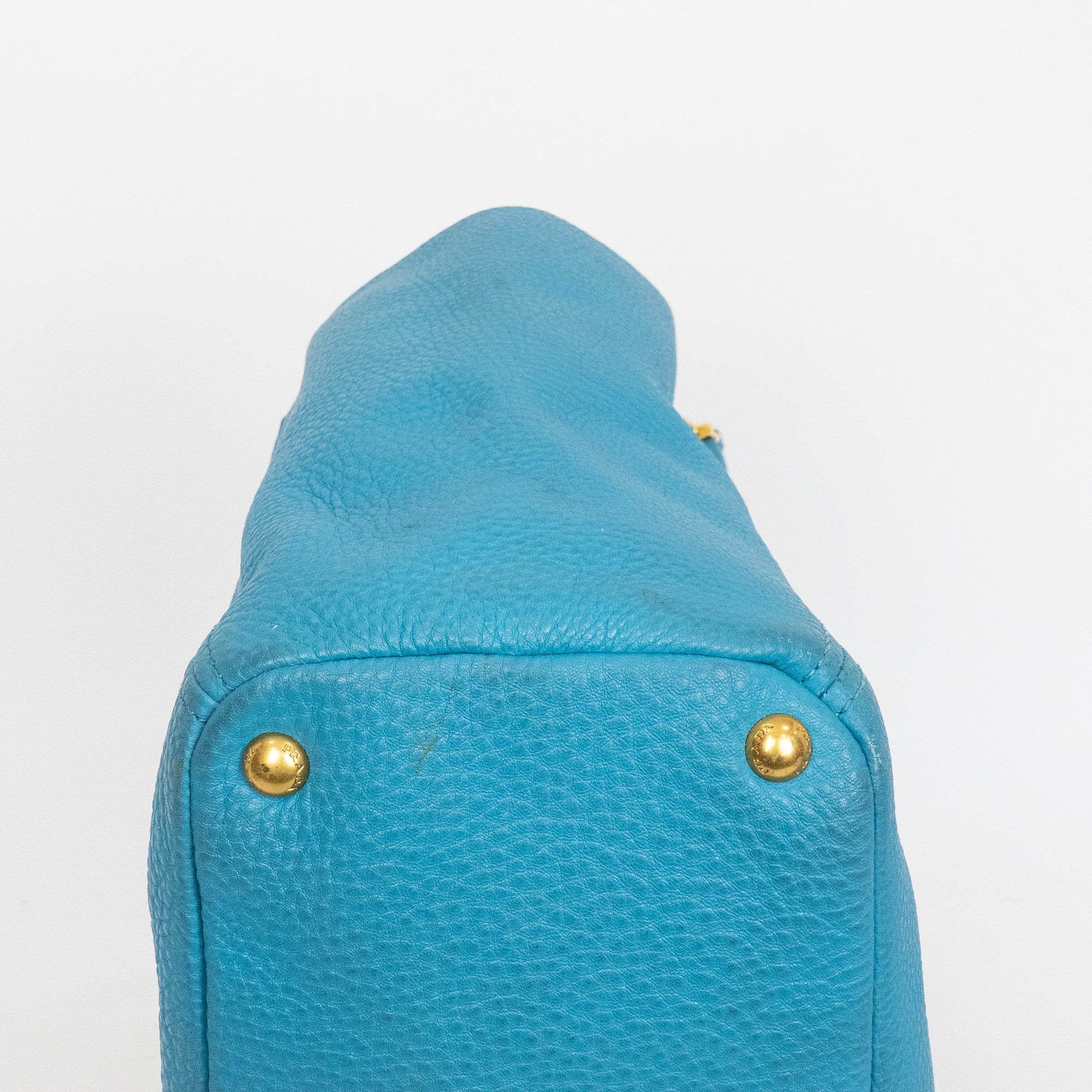 Shoulder Bag Side Pocket Tote Blue Calfskin Leather