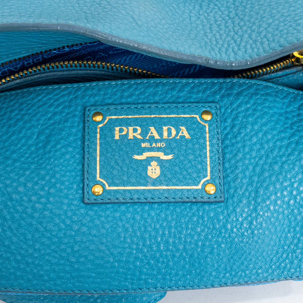 Shoulder Bag Side Pocket Tote Blue Calfskin Leather