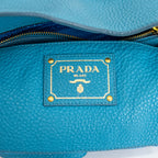 Shoulder Bag Side Pocket Tote Blue Calfskin Leather