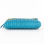 Shoulder Bag Fold Over Crossbody Blue Matelasse Leather