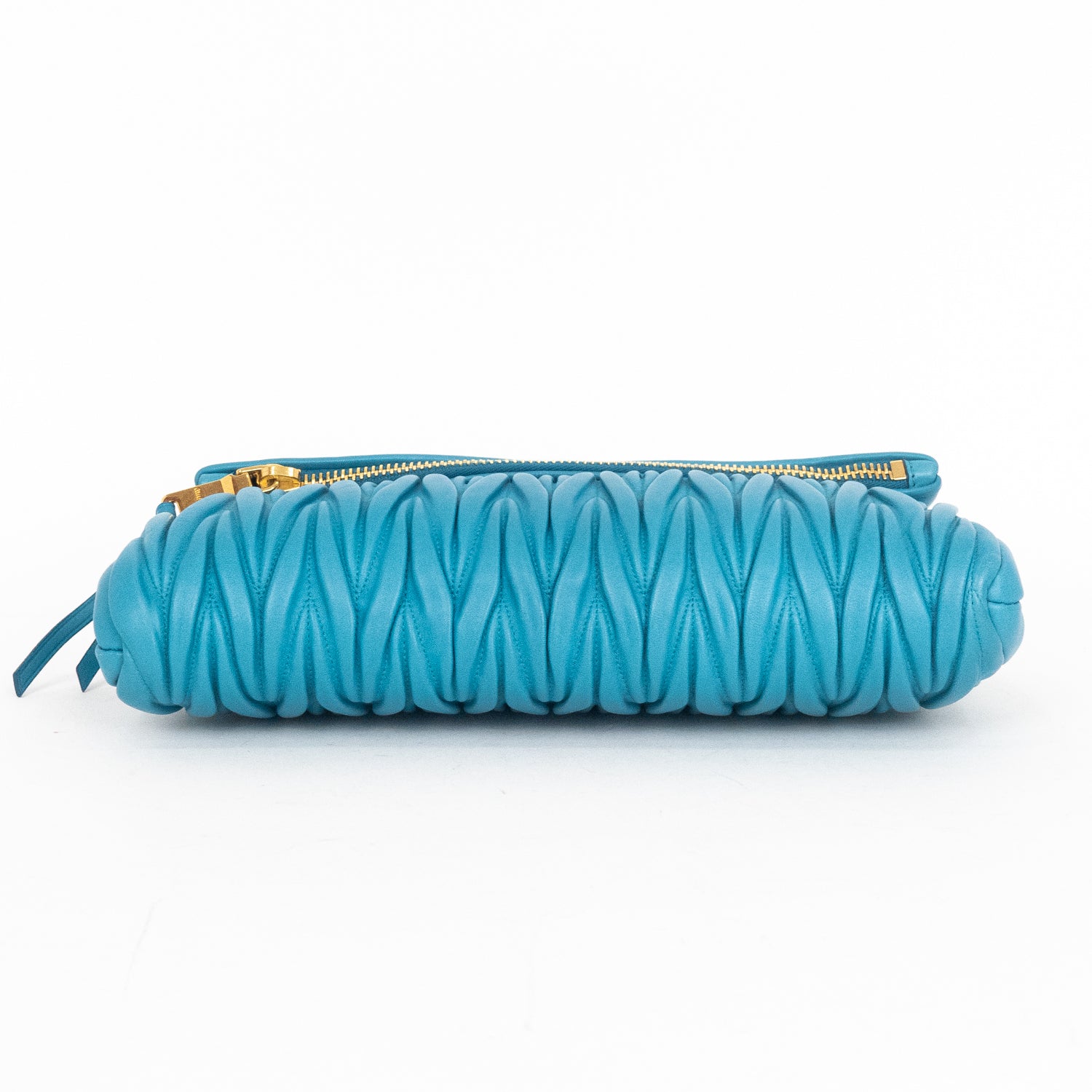 Shoulder Bag Fold Over Crossbody Blue Matelasse Leather