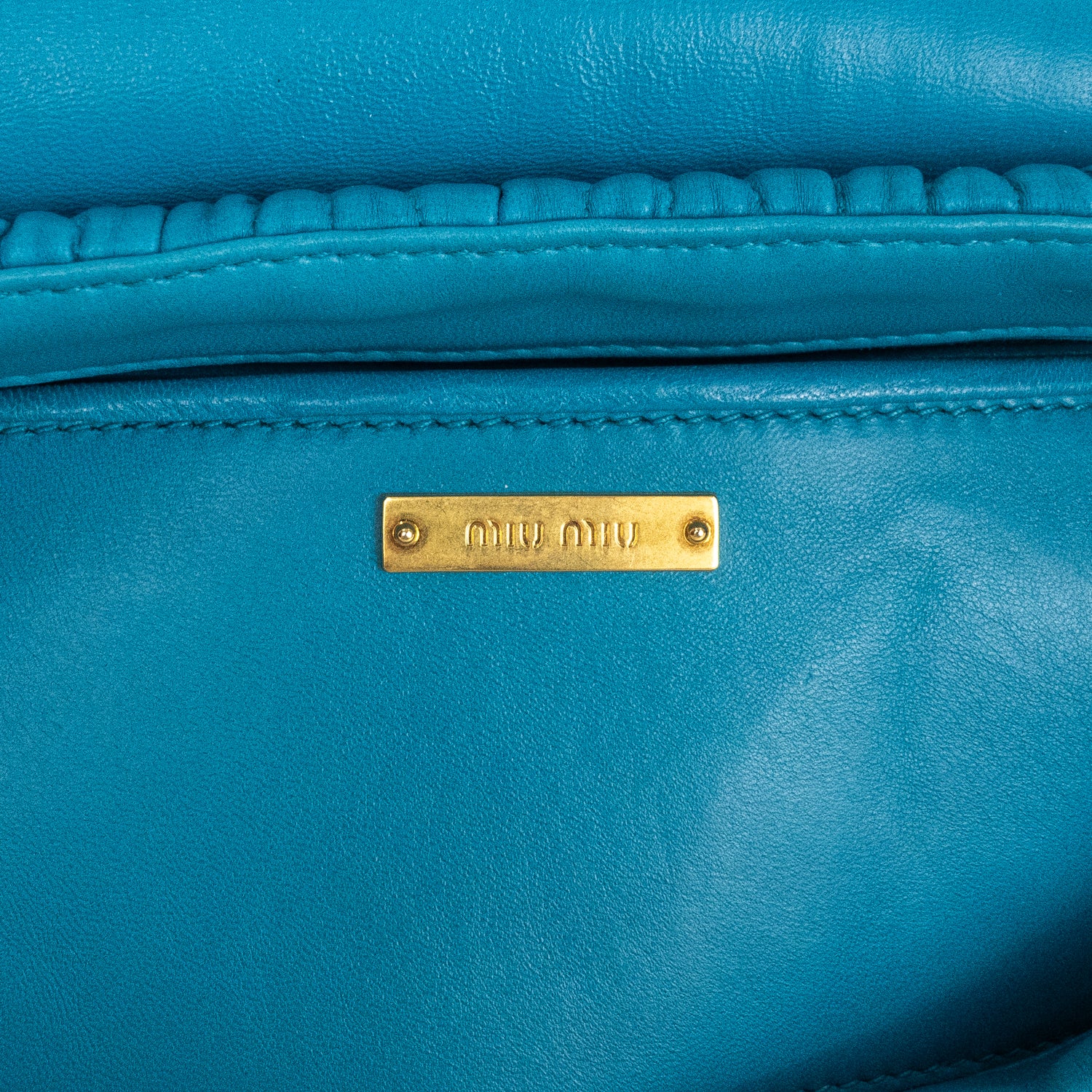 Shoulder Bag Fold Over Crossbody Blue Matelasse Leather