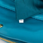 Shoulder Bag Fold Over Crossbody Blue Matelasse Leather