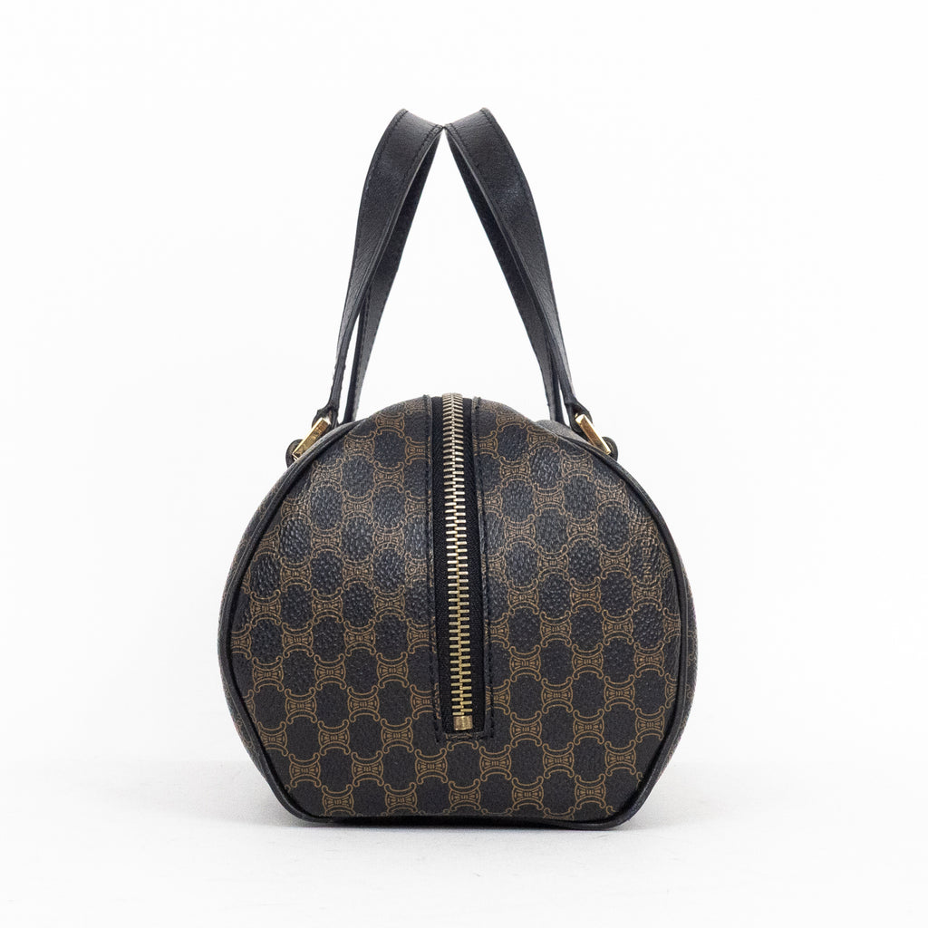 Handbag Vintage Mini Boston Brown Macadam Coated Canvas