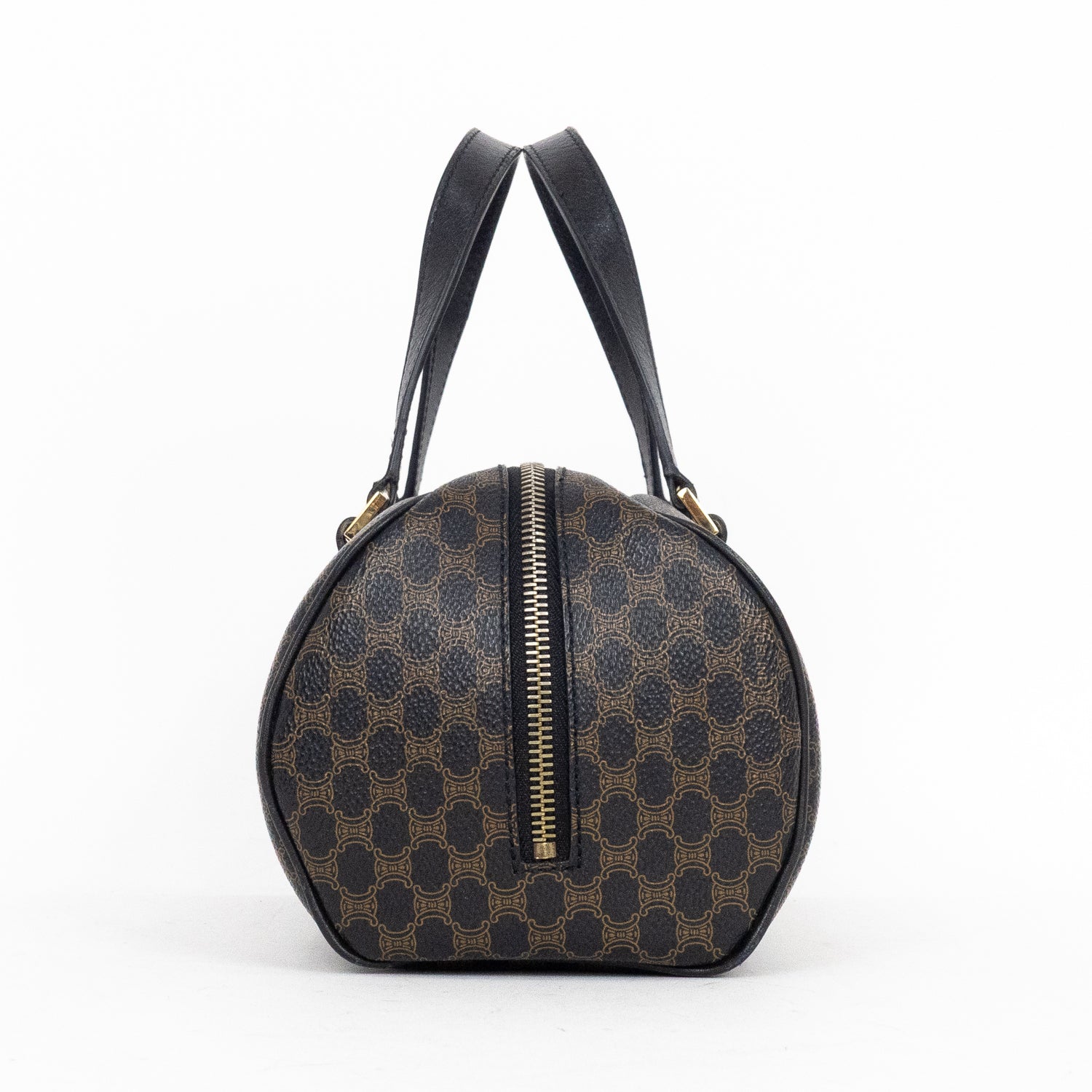 Handbag Vintage Mini Boston Brown Macadam Coated Canvas