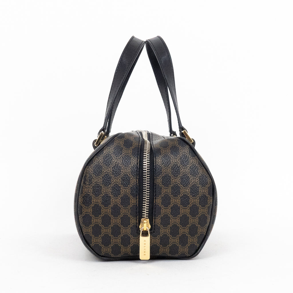 Handbag Vintage Mini Boston Brown Macadam Coated Canvas