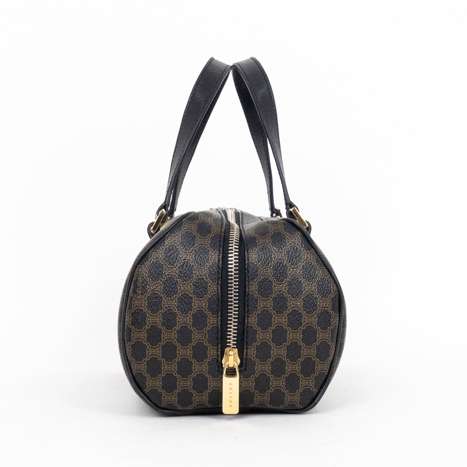 Handbag Vintage Mini Boston Brown Macadam Coated Canvas
