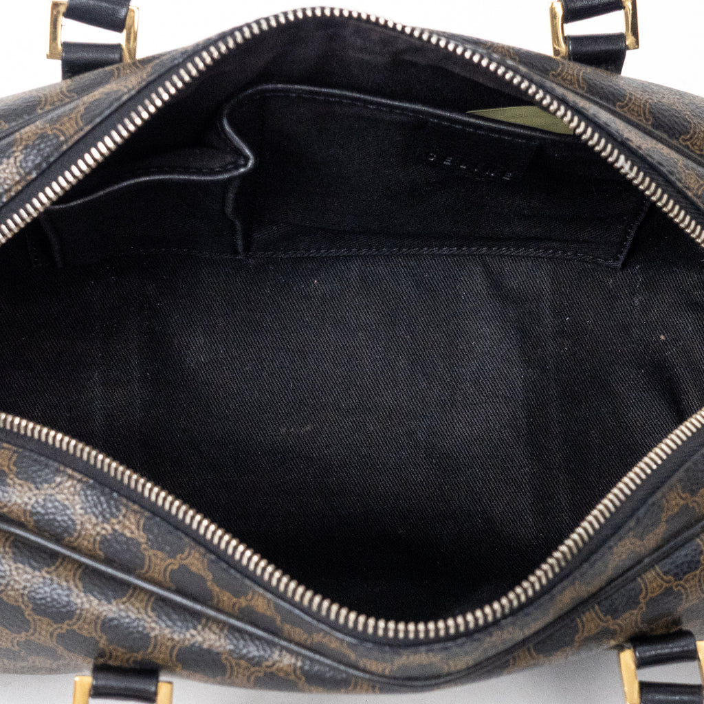 Handbag Vintage Mini Boston Brown Macadam Coated Canvas