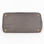 Handbag Front Zip Pocket Convertible Tote Grey Soft Calfskin Leather