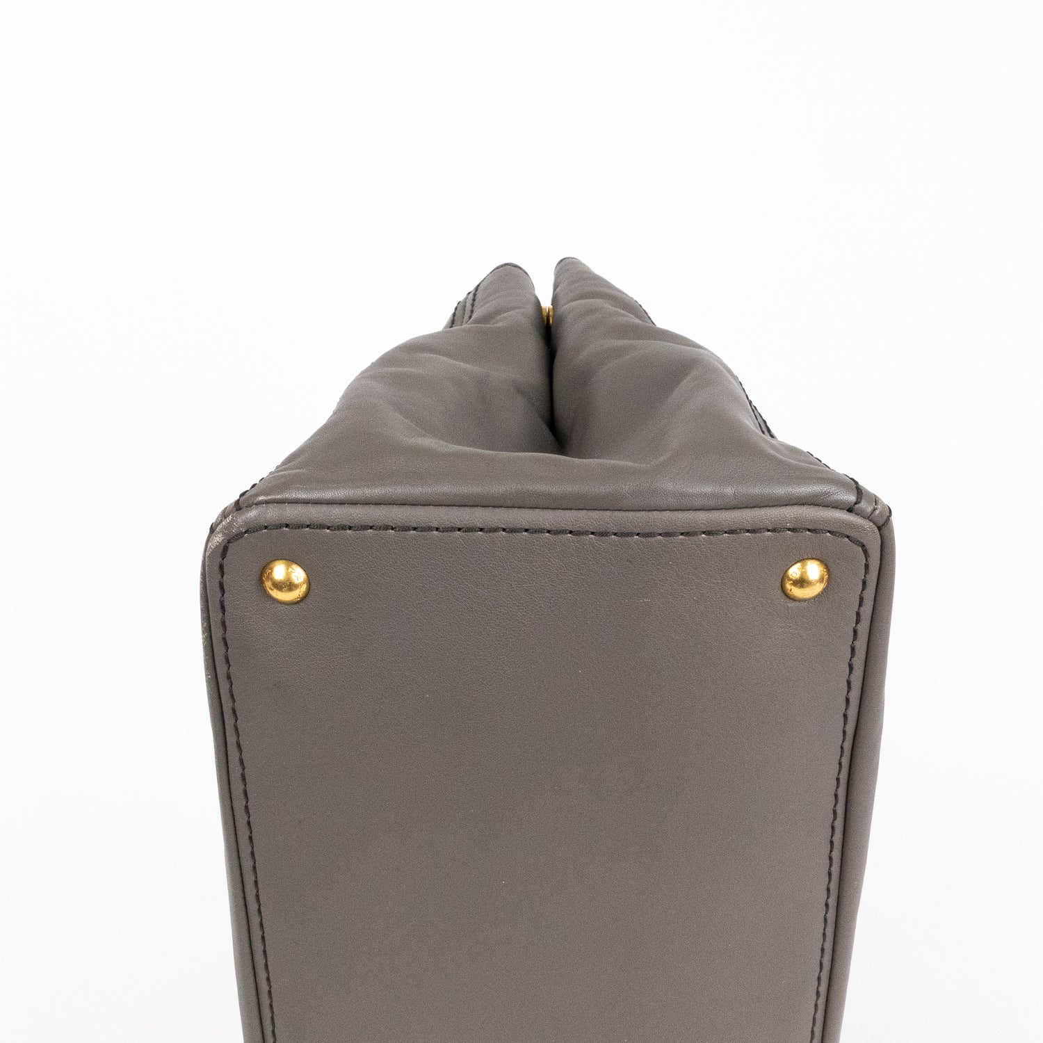 Handbag Front Zip Pocket Convertible Tote Grey Soft Calfskin Leather