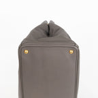 Handbag Front Zip Pocket Convertible Tote Grey Soft Calfskin Leather