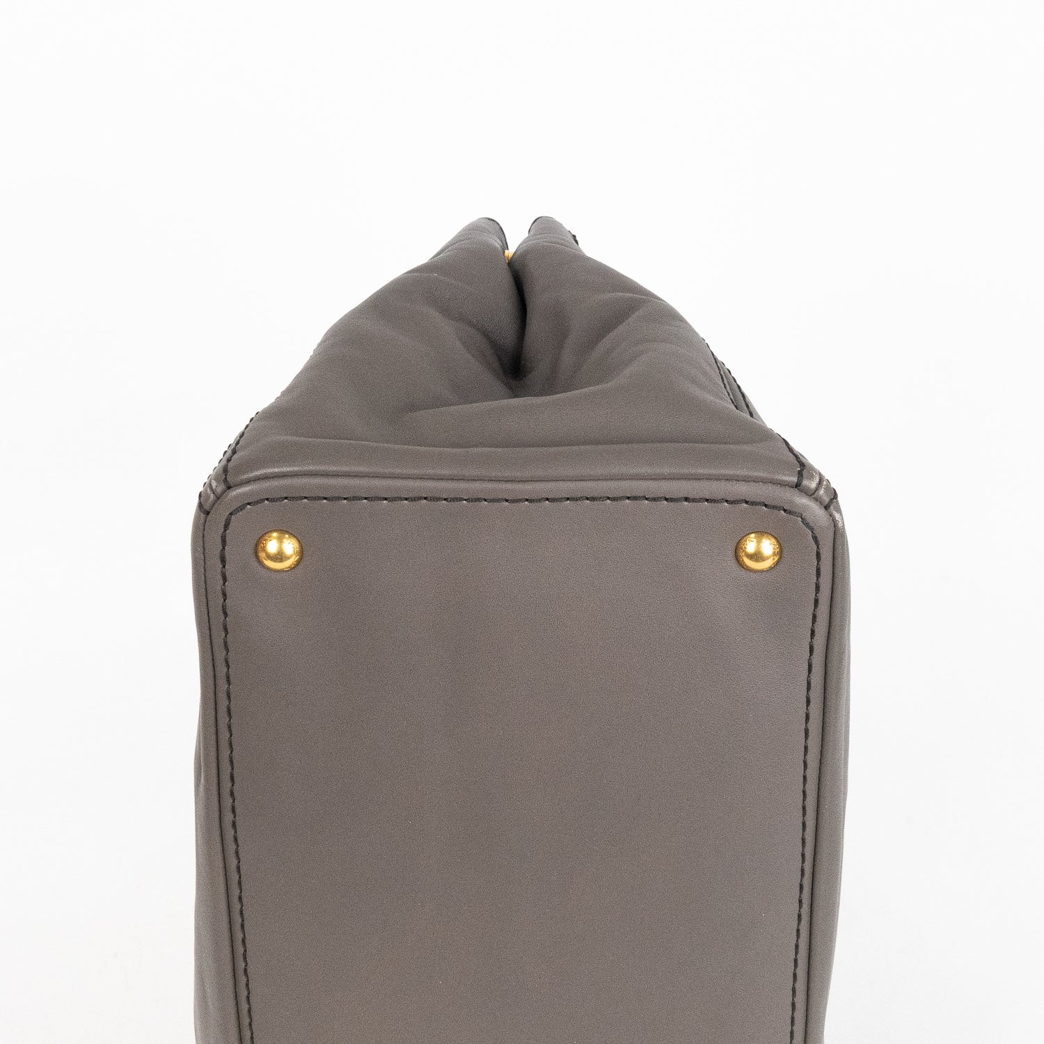 Handbag Front Zip Pocket Convertible Tote Grey Soft Calfskin Leather