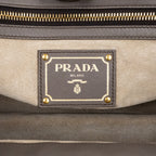 Handbag Front Zip Pocket Convertible Tote Grey Soft Calfskin Leather