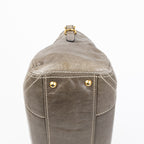 Travel Bag Front Zip Pocket Convertible Tote Grey Vitello Shine Leather