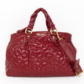 Handbag Large Satchel Red Patent Quilted Leather