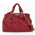 Handbag Large Satchel Red Patent Quilted Leather