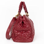 Handbag Large Satchel Red Patent Quilted Leather