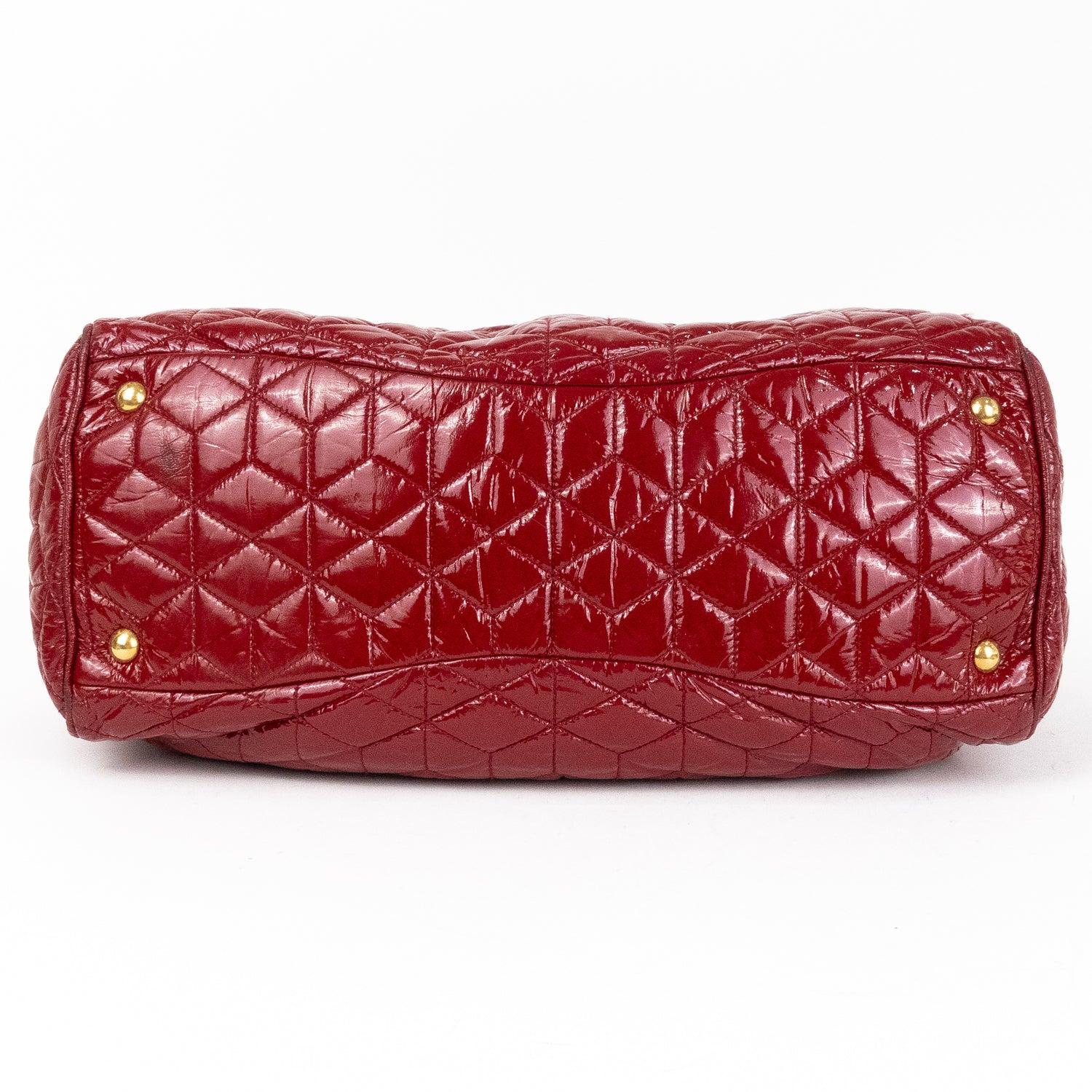 Handbag Large Satchel Red Patent Quilted Leather