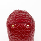 Handbag Large Satchel Red Patent Quilted Leather