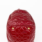 Handbag Large Satchel Red Patent Quilted Leather