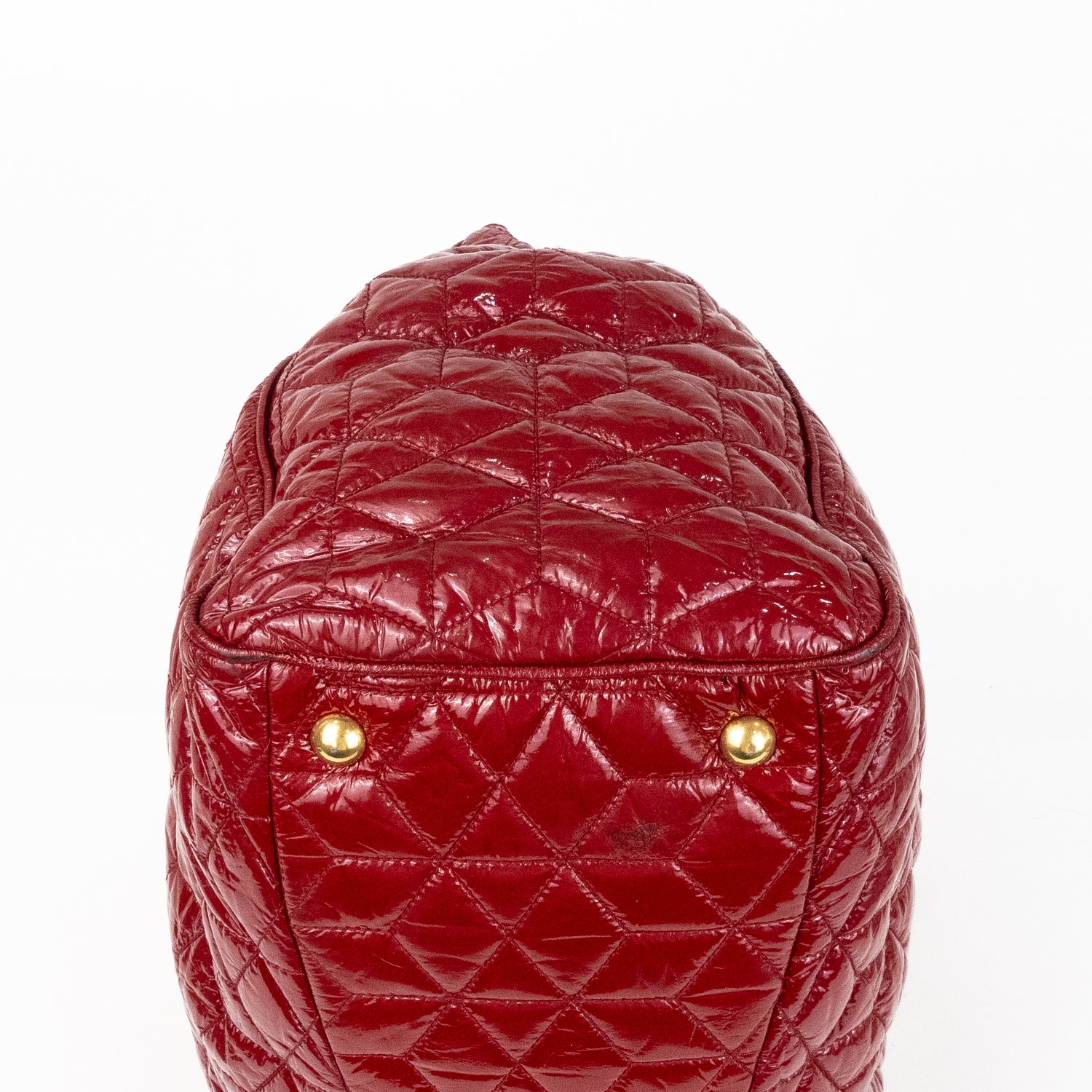Handbag Large Satchel Red Patent Quilted Leather