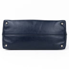 Handbag Shopper Tote Navy Blue Calfskin Smooth Leather